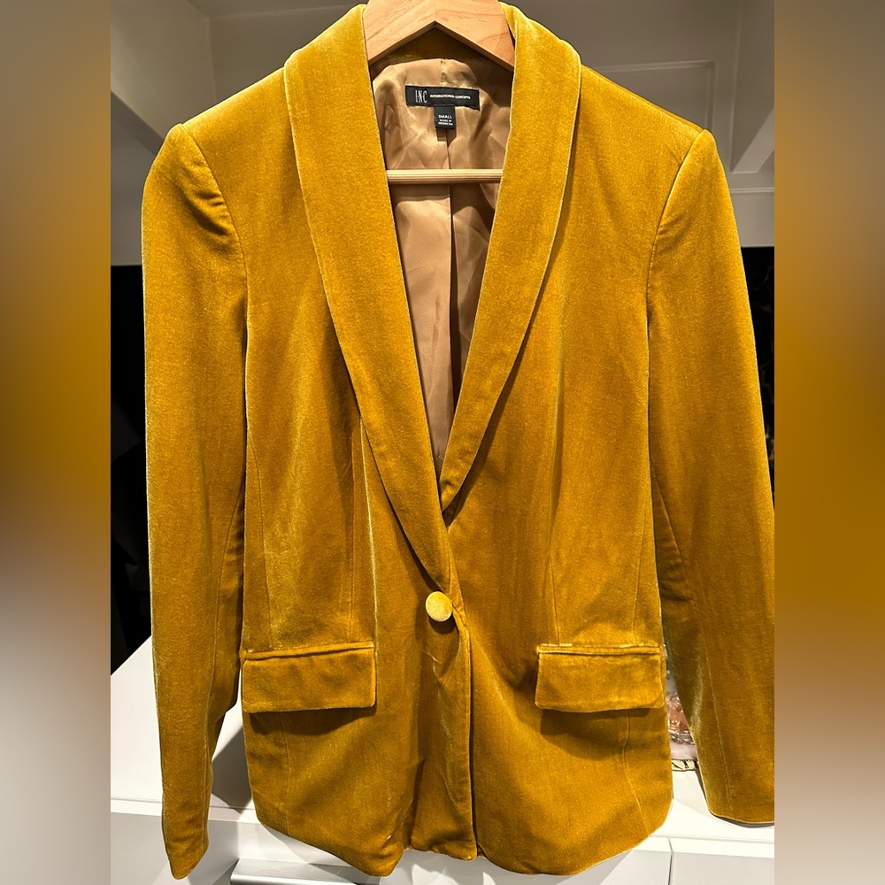 Velvet yellow / mustard jacket by INC in small.